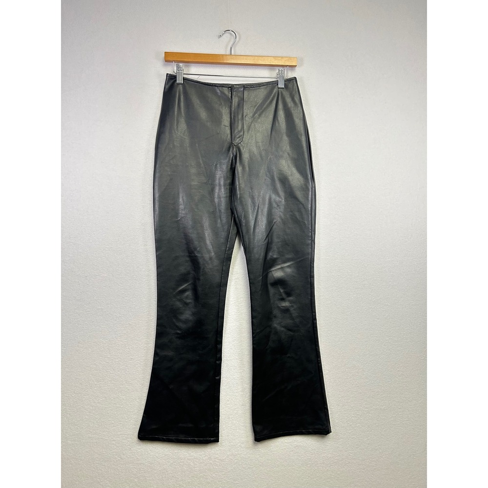 Mossimo Black Faux Leather Flare Pants Size 4